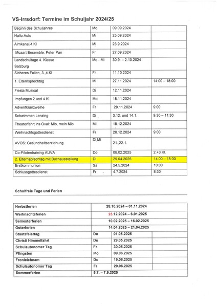 terminubersicht sj 2425